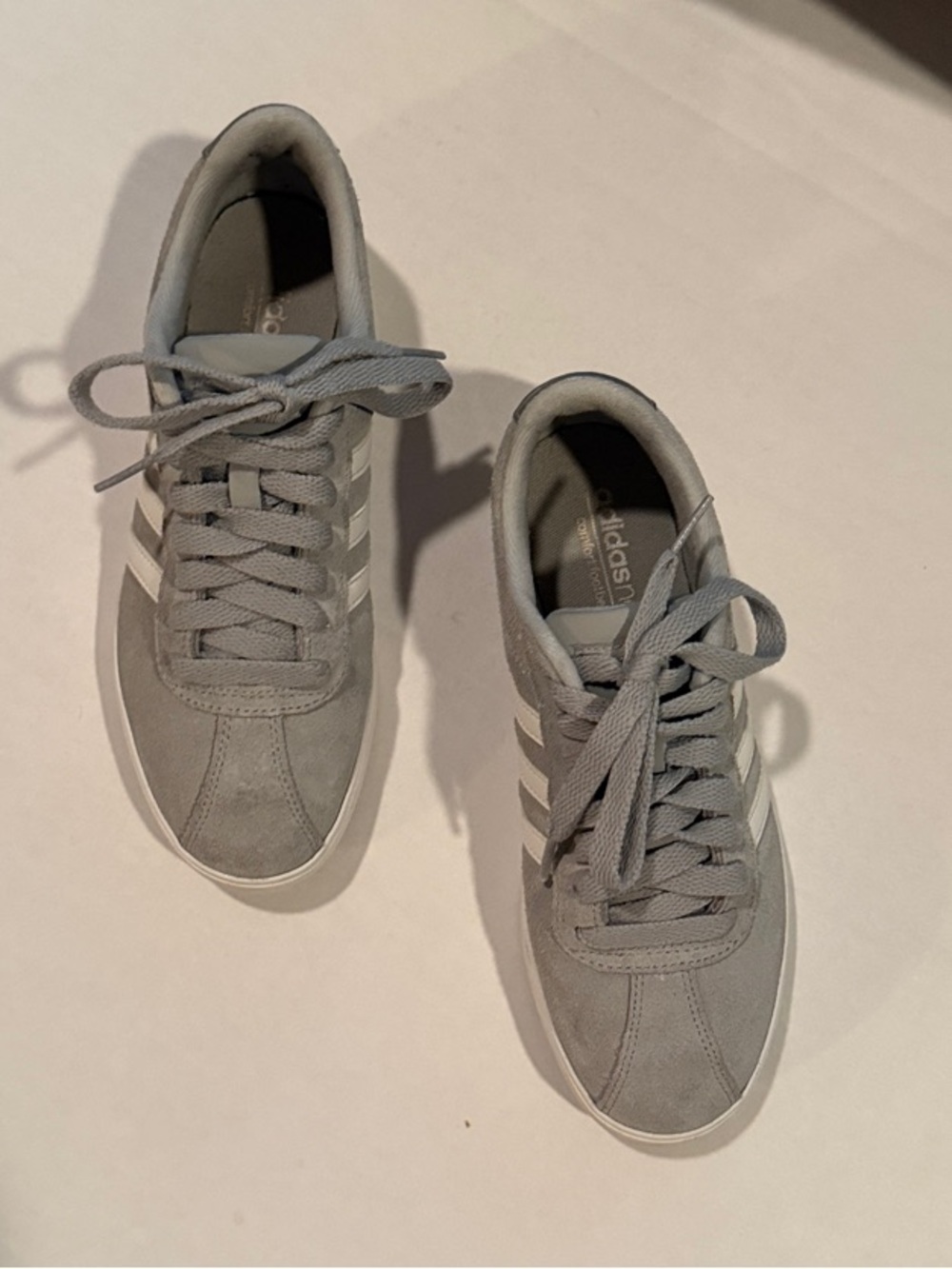 adidas neo Gray Suede Athletic Sneakers with White Stripes